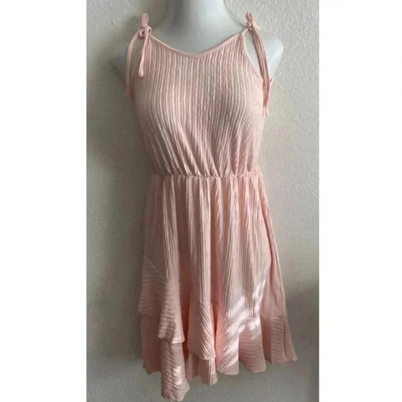 🆕Blush-Pink Tie-Strap Tulip-Hem Blouson Dress S🆕 - Picture 4 of 13